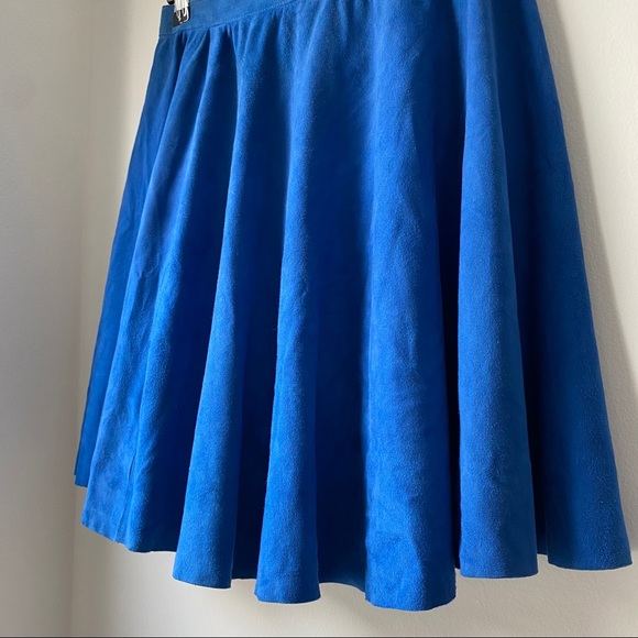 ETIENNE DERŒUX Cobalt Blue Suede Skirt - Picture 4 of 8
